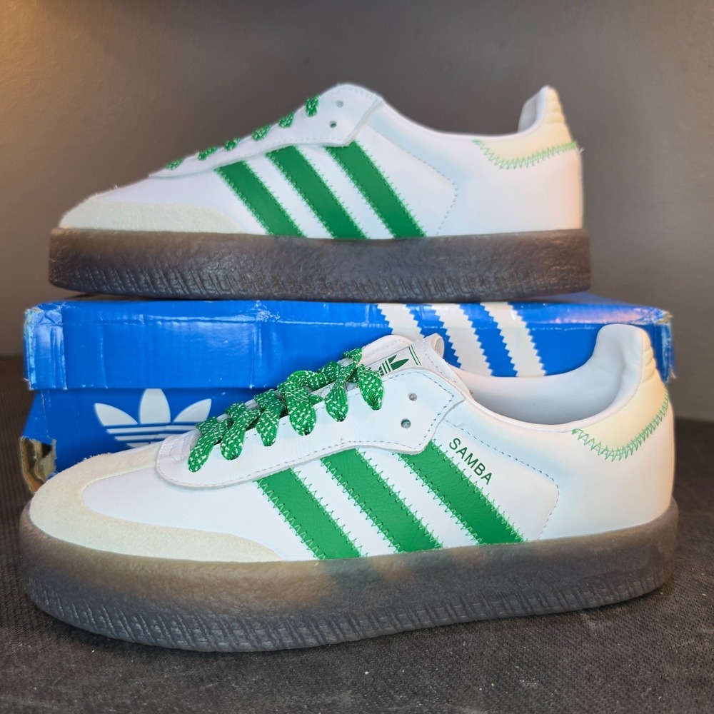 Adidas Sambae W Sz 6.5 Cloud White Green Gum IE9105 Samba Womens Shoes NIB